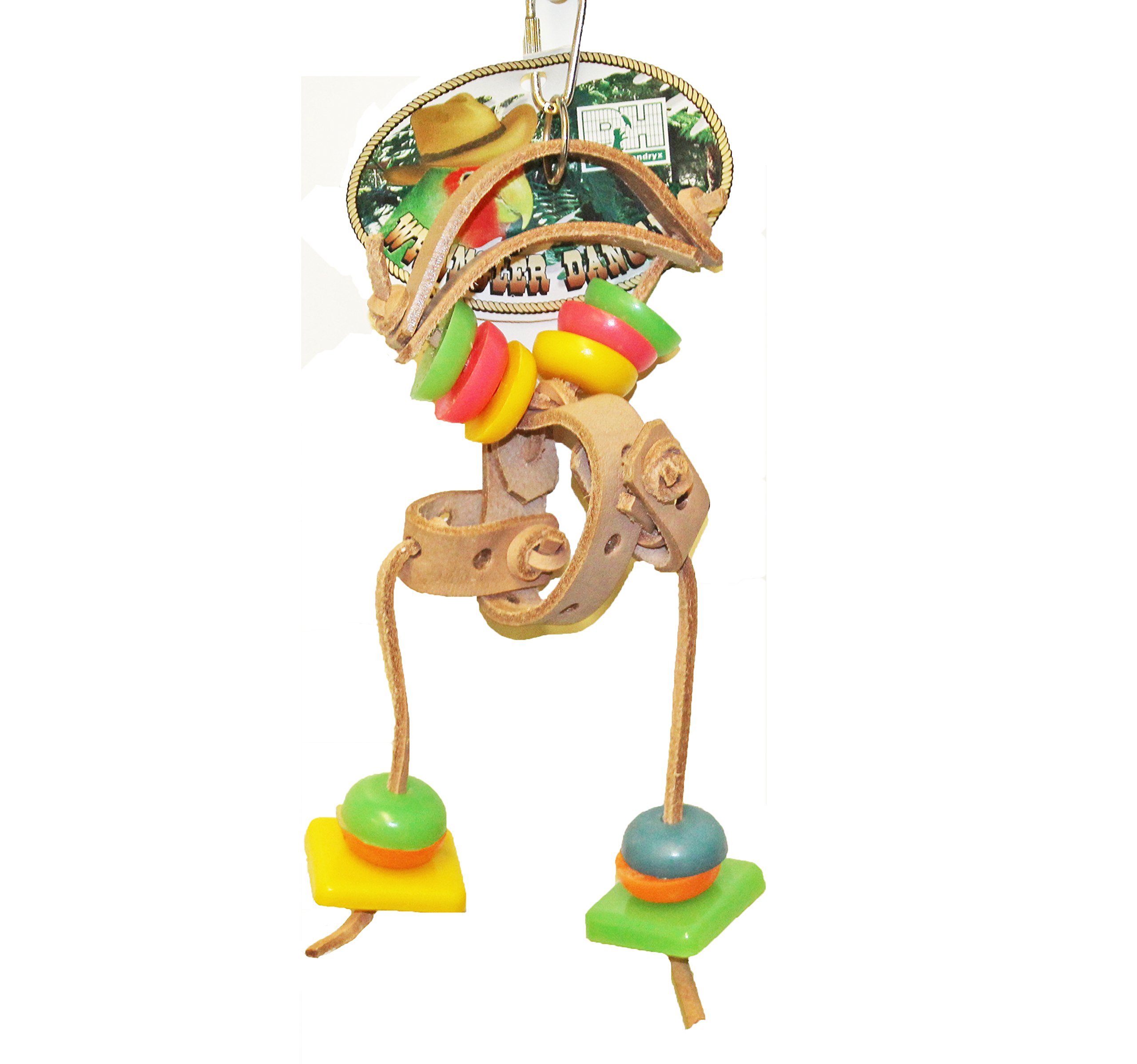 Prevue Wrangler Dangler Peppi Bird Toy - Colorful Chewable Parrot Toy with Wooden Beads & Bells - Perfect for Cockatiels, Conures & Small Parrots - Cage Hanging Bird Enrichment Activity