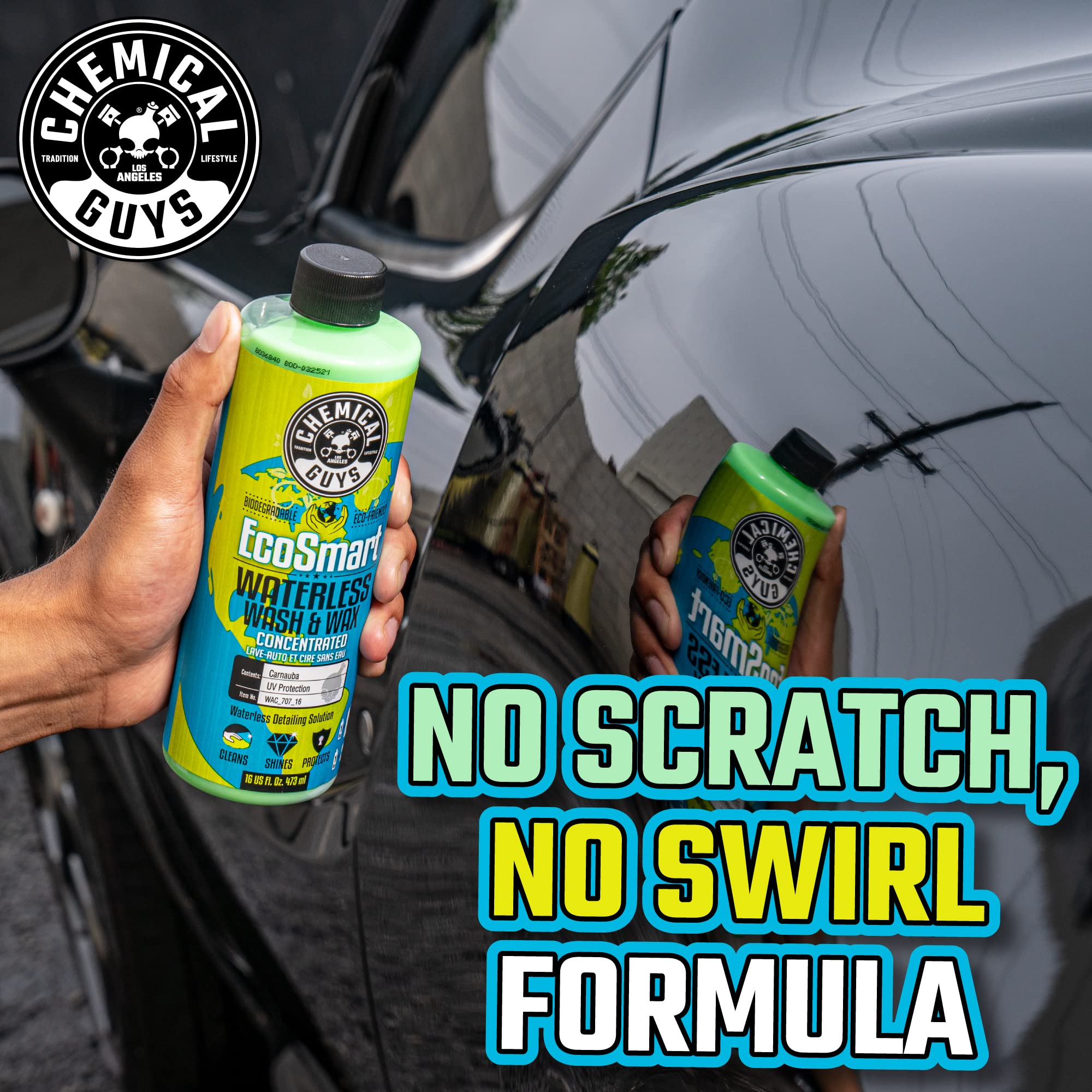 Chemical Guys WAC_707 EcoSmart Hyper Concentrated Waterless Car Wash & Wax (1 Gallon) with ACC_130 Chemical-Resistant Heavy Duty Spray Bottle (32 oz) - Perfect for Quick Car Detailing, RV Cleaning & Mobile Auto Care