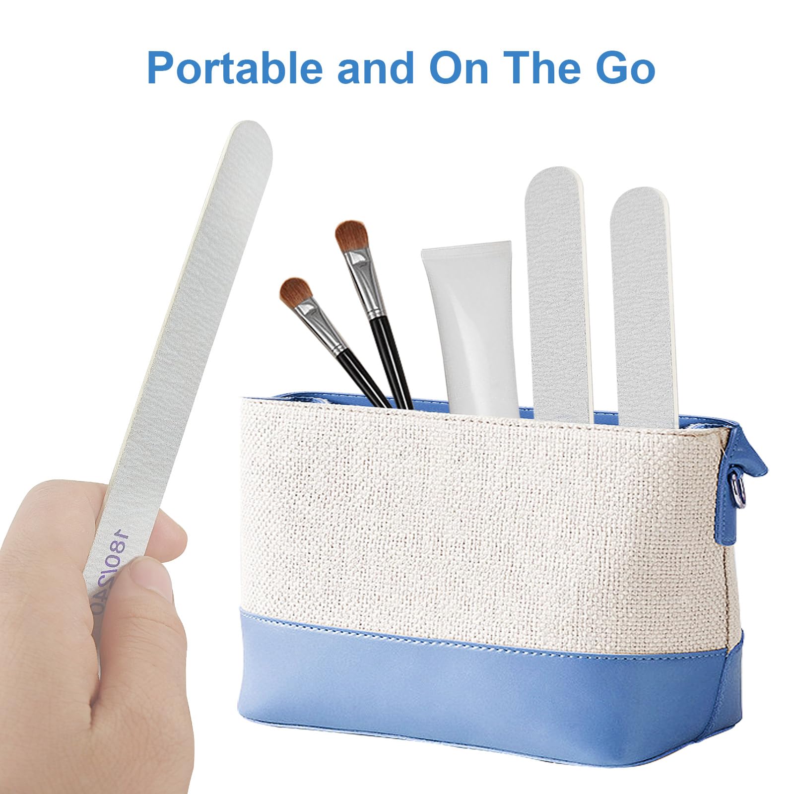 Professional 180/240 Grit Double Sided Wooden Nail Files - Reusable Emery Boards for Natural Nails Manicure & Pedicure (24 Pack) - Perfect for Home Salon, Travel & DIY Nail Care
