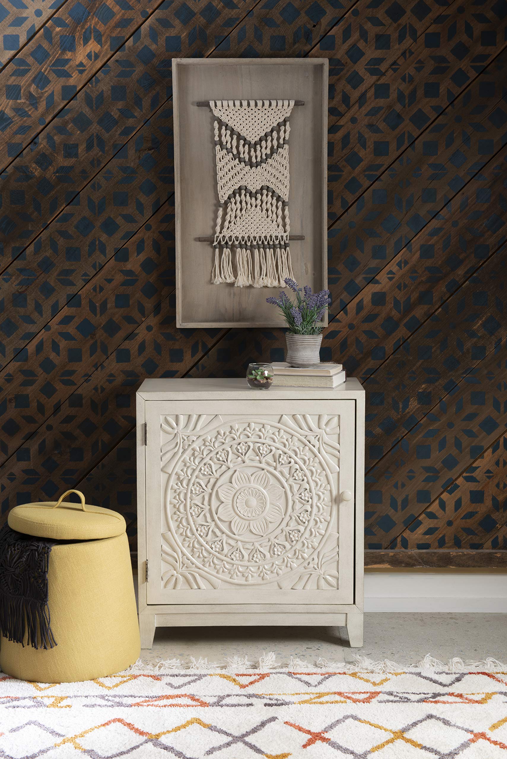 Powell Furniture Grace Antique White Cabinet - Elegant Storage Solution for Living Room, Bedroom & Home Office