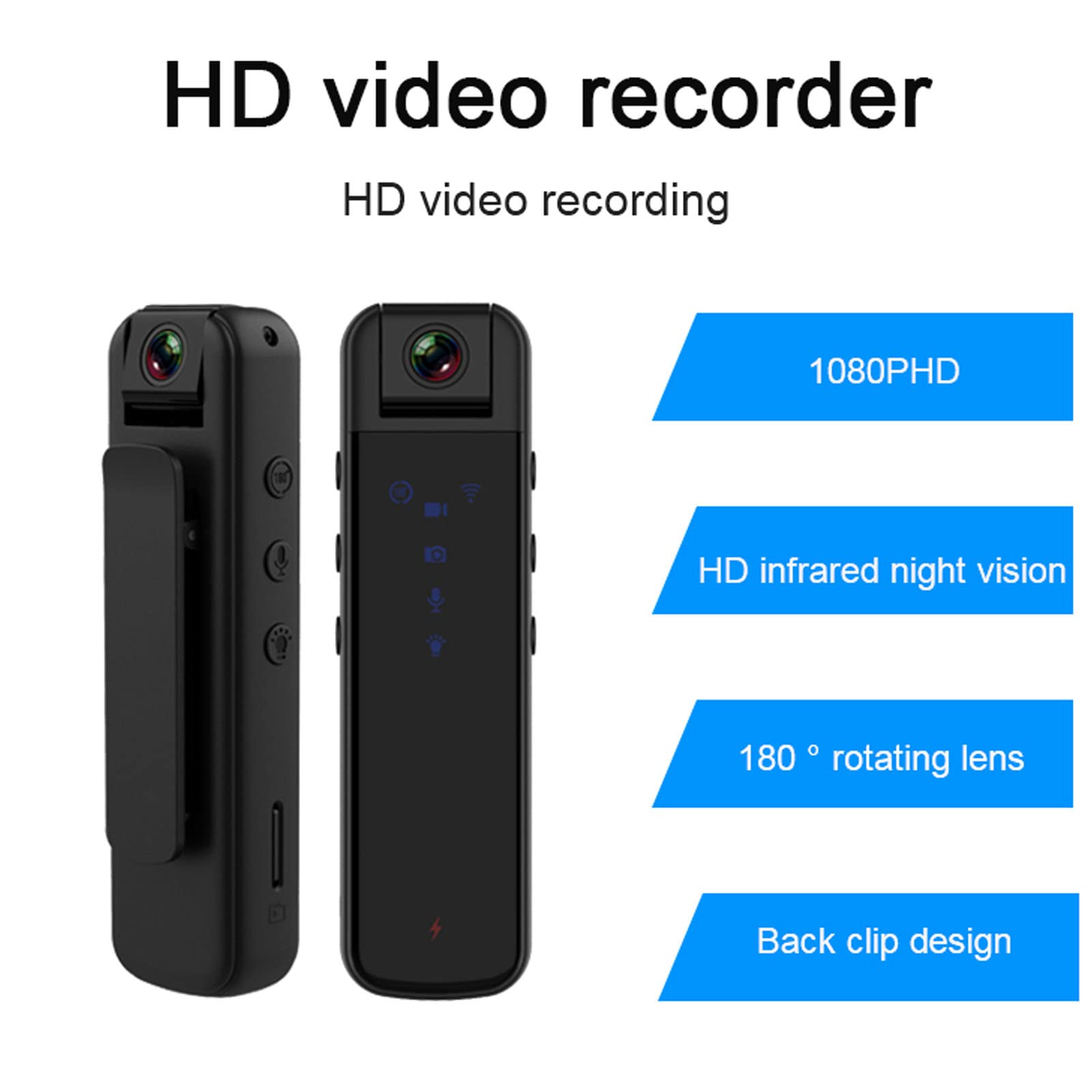 Aramox 1080P Body Mounted Camera with Night Vision, 180° Rotating Lens, Loop Recording & Motion Detection - Portable Camcorder for Car, Cycling, Security & Outdoor Adventures