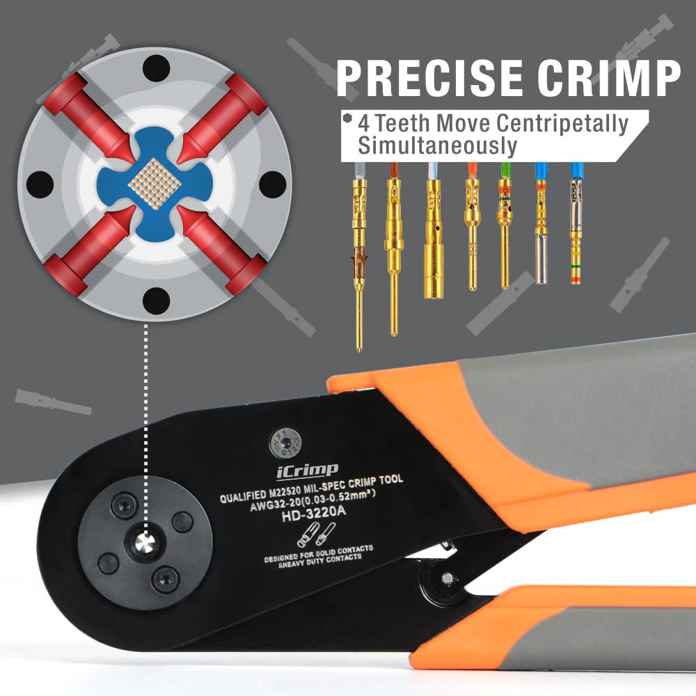 Adjustable Indent Crimper Tool for Miniature & Sub-Miniature Connectors - AWG 32-20 Wire Crimping Pliers | Perfect for Electronics, DIY Projects & Electrical Repairs