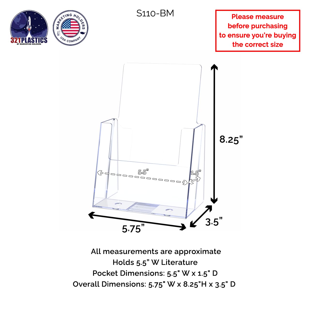 42 Pack Clear Acrylic Brochure Holders for 5.5