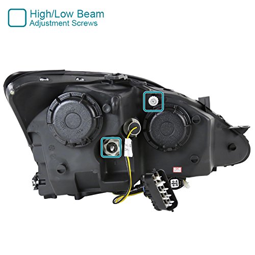 Glossy Black LED DRL with Signal Strip Projector Headlights - Compatible with Lexus IS250 2006-2013 - High Performance Replacement Headlights for Night Driving & Enhanced Visibility