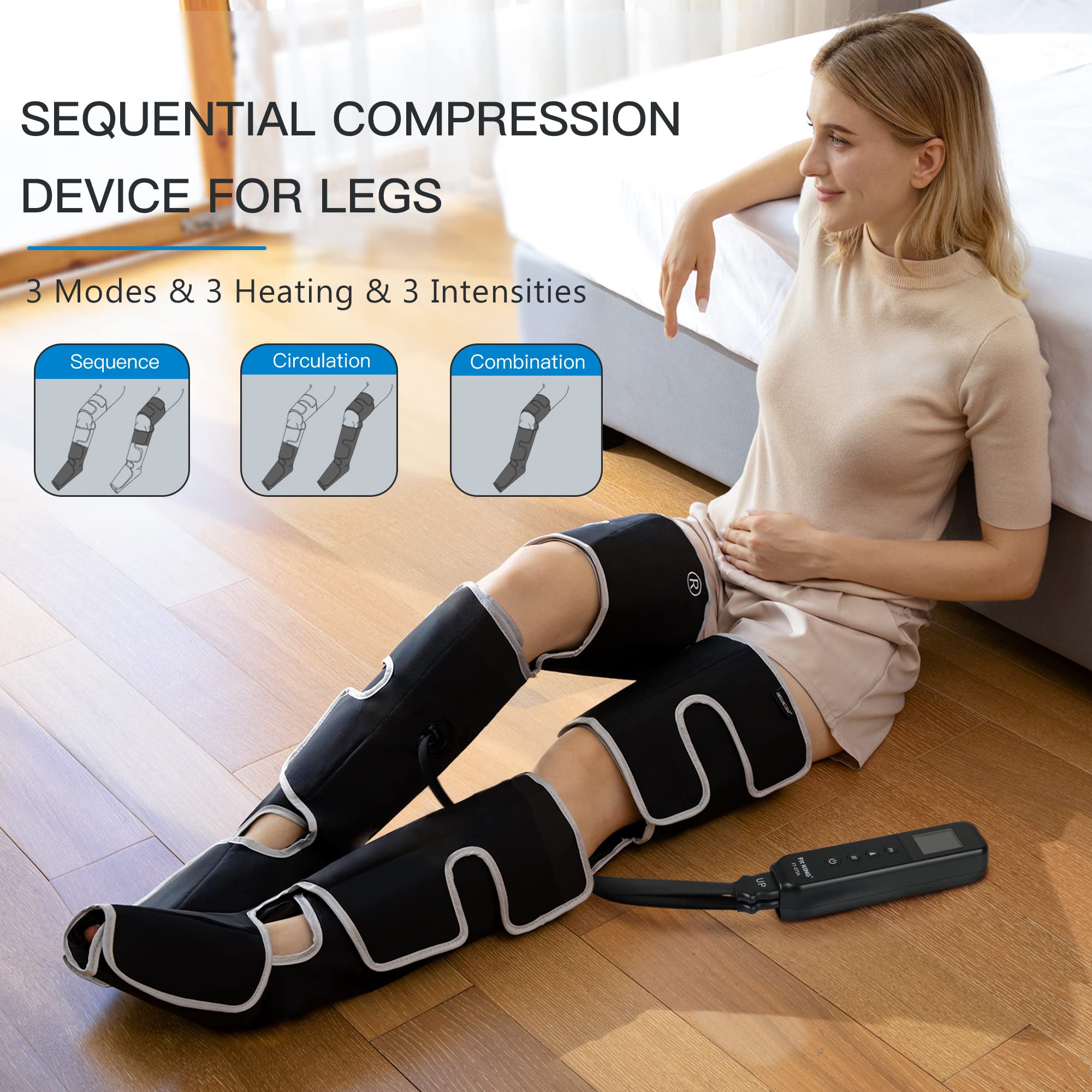 CINCOM Leg Massager with Heat & Air Compression - 3 Heat Levels, 3 Massage Modes & 3 Intensities for Improved Circulation - Perfect Father's Day & Mother's Day Gift for Relaxation, Recovery & Pain Relief