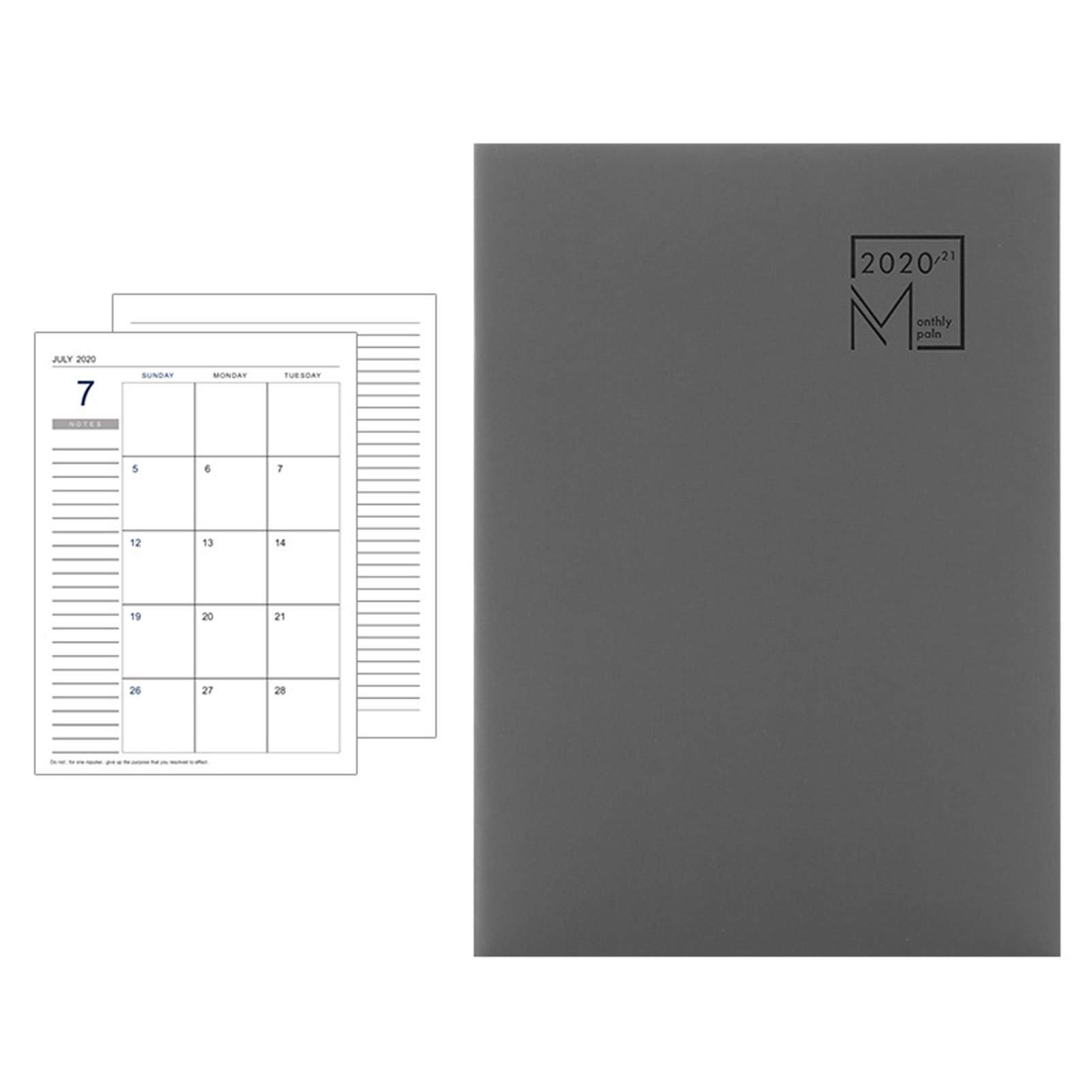 HEVIRGO 2020-2021 Annual Desktop Paper Calendar Planner - Grey | Daily Scheduler for Office, Home & School | Perfect Desk Decor & Planning Notebook for Easy Organization