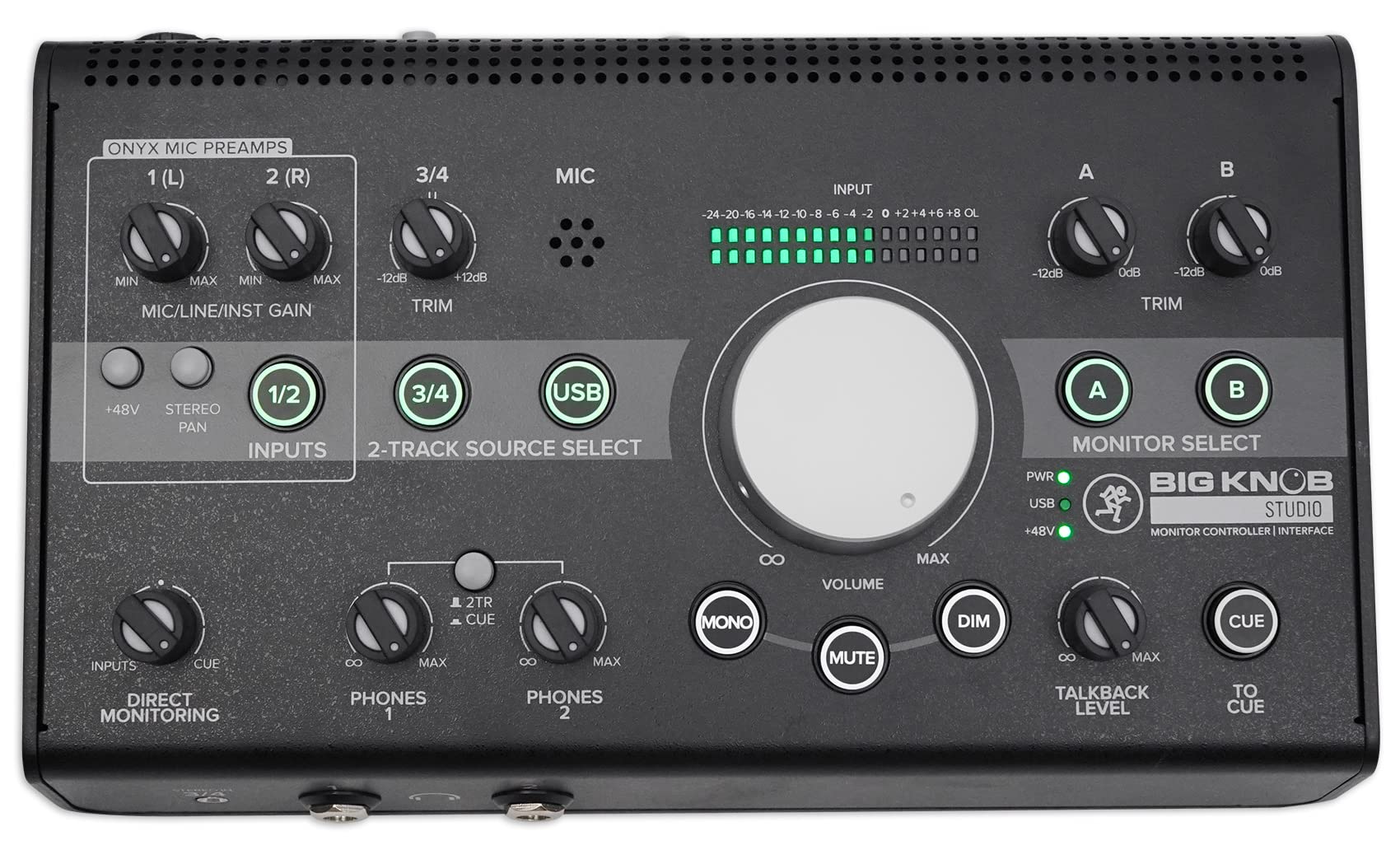 Mackie Big Knob Studio+ Plus Professional Monitor Controller Interface with Microphone and Mic Stand - Perfect for Home Recording, Podcasting, and Music Production Studios
