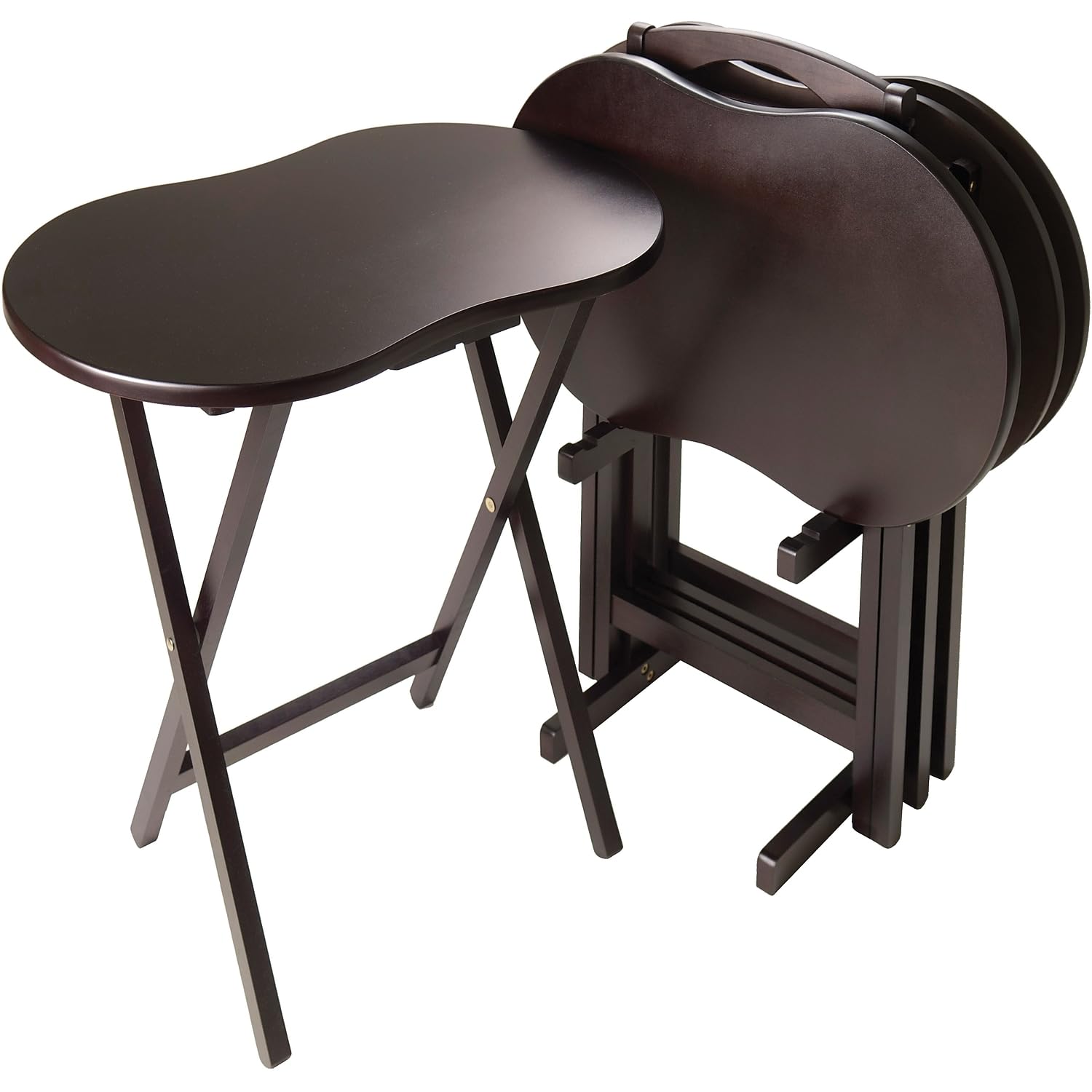 Winsome 23-inch TV Tray Table Set, 5-Piece Brown Folding Snack Stand for Living Room, Bedroom, or Office - Perfect for Meals, Laptops, and Crafts (92532)