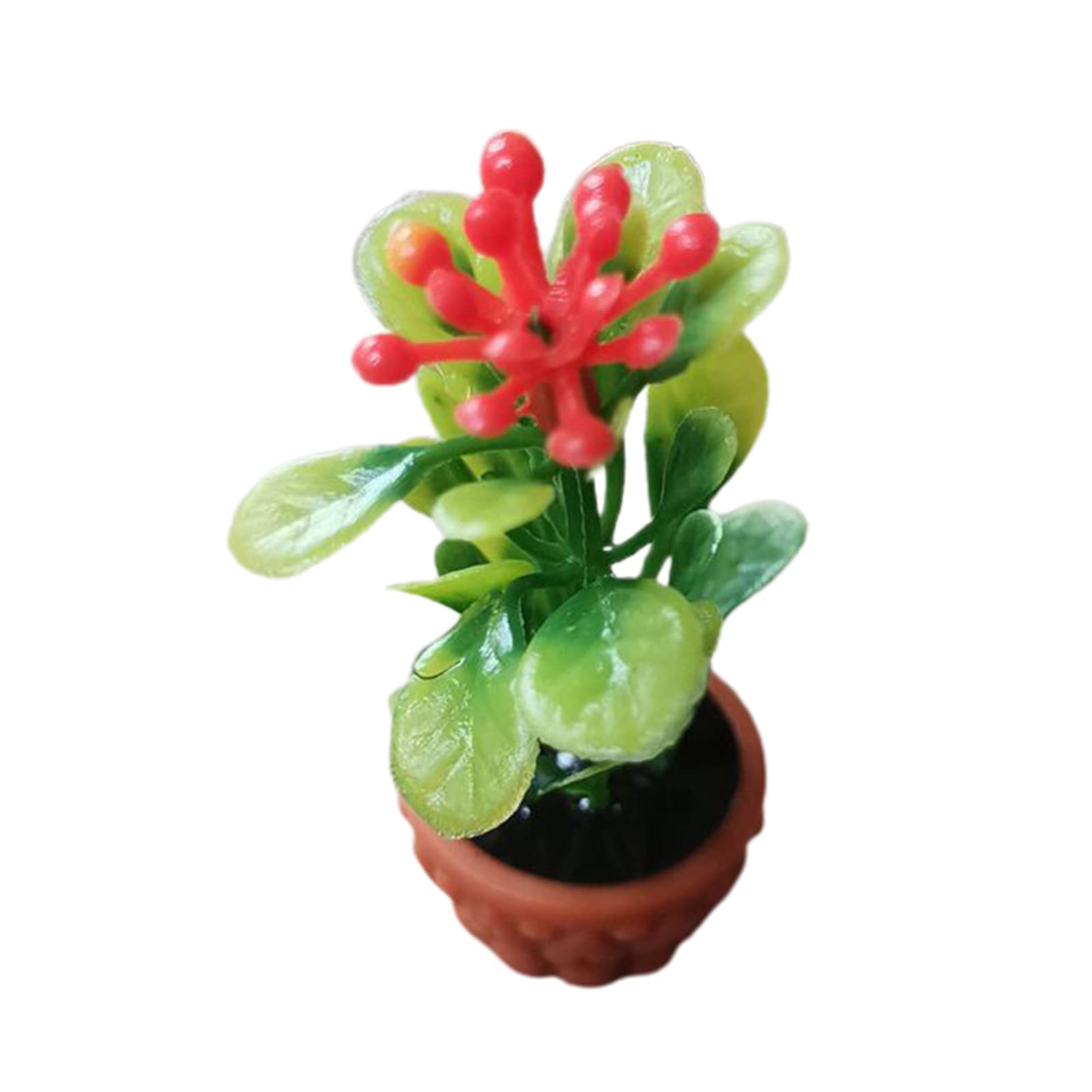 HEVIRGO Miniature Dollhouse Garden Kit - Tiny Dollhouse Accessories, Resin Pot Plant Decor for Dolls, Pretend Play & Photo Props (Red) - Perfect for DIY Dollhouse Scenes, Miniature Gardening & Creative Photography