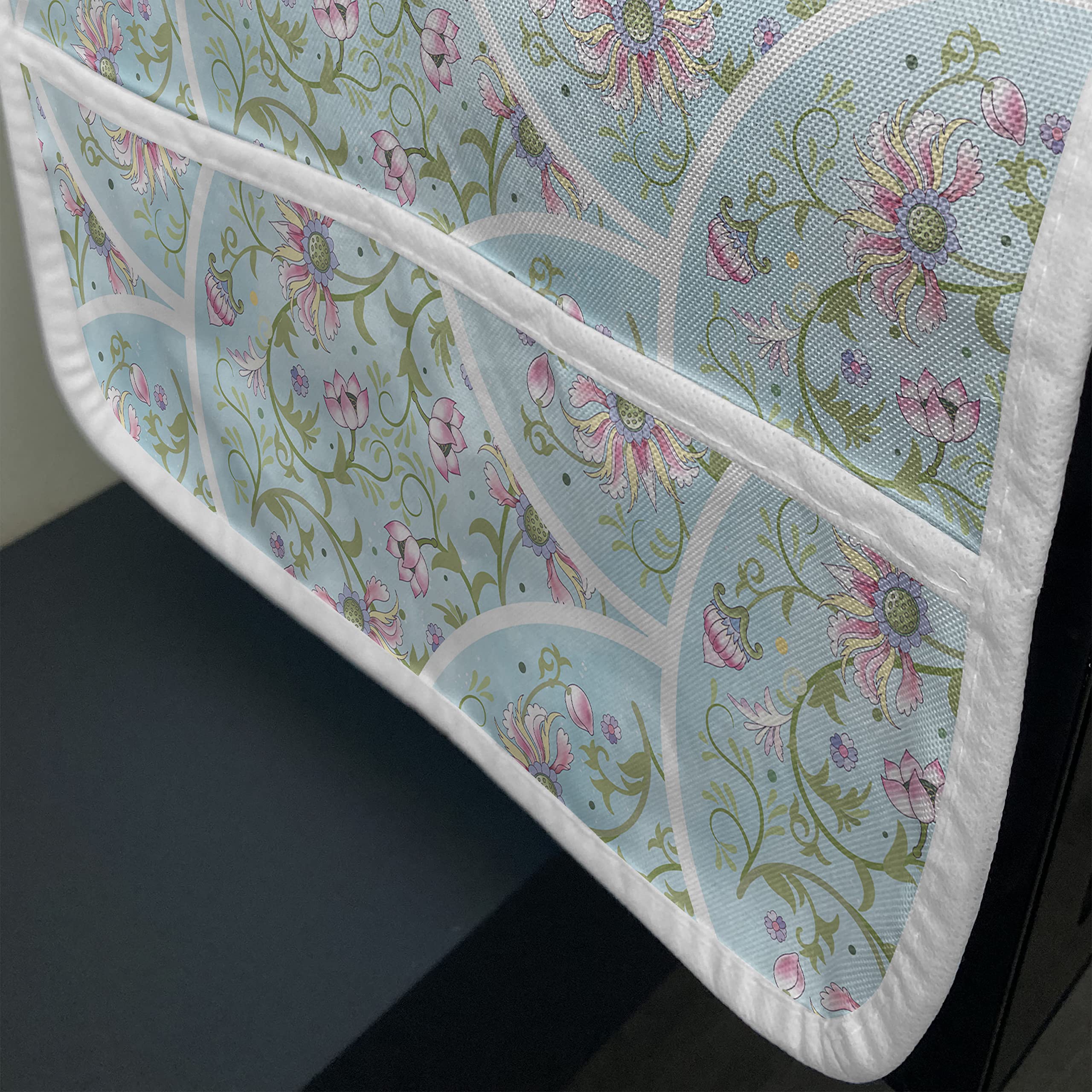 Ambesonne Floral Microwave Cover - Waterproof Kitchen Organizer with Pockets, 36