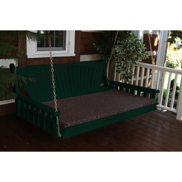 Yellow Pine Swing Bed with Fanback - Outdoor Hanging Bed for Porch, Patio, or Garden Relaxation