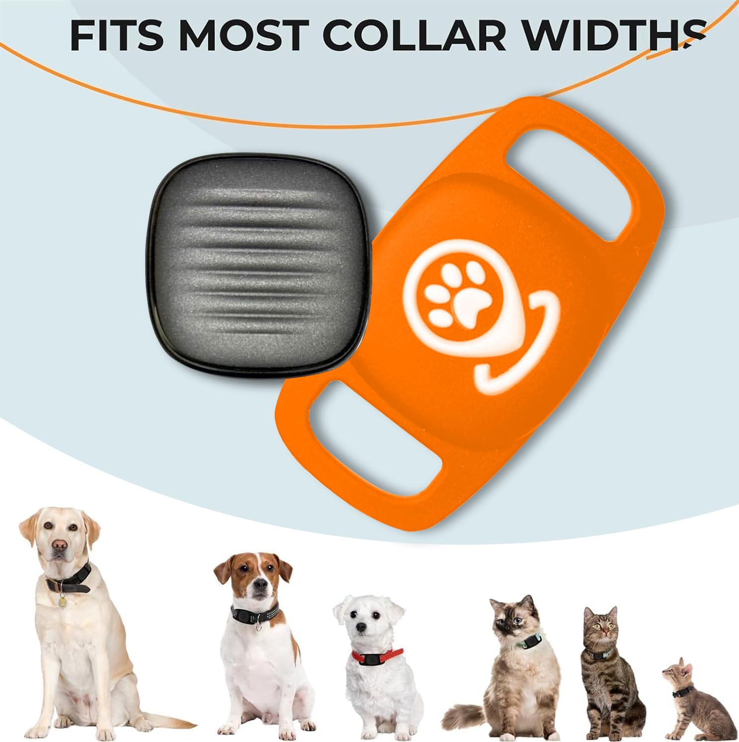Smart Pet Tracker for Dogs - MFi Certified Location Device with Holder | No Monthly Fee | Works with Find My (iOS) | Orange | Perfect for Outdoor Adventures & Lost Pet Prevention