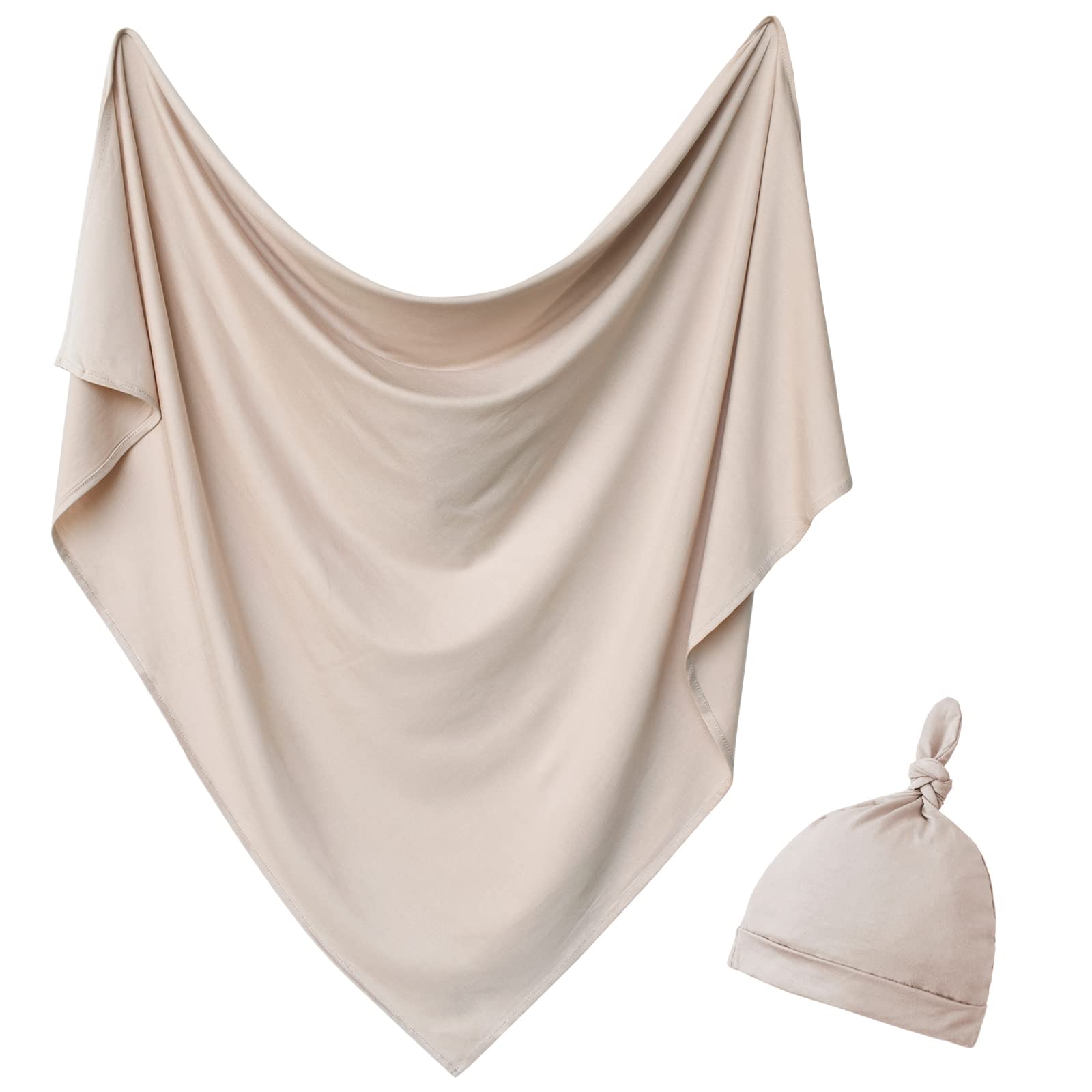 Soft Newborn Swaddle Blanket with Hat Set - 35
