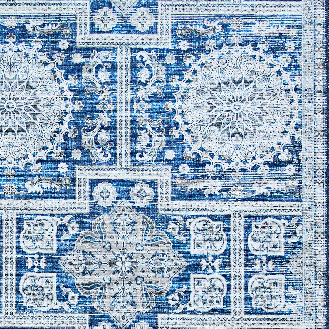 Couristan Pasha Sari Area Rug 9' x 12' Sapphire Blue - Luxury Handmade Wool Rug for Living Room, Bedroom & Dining Room Decor