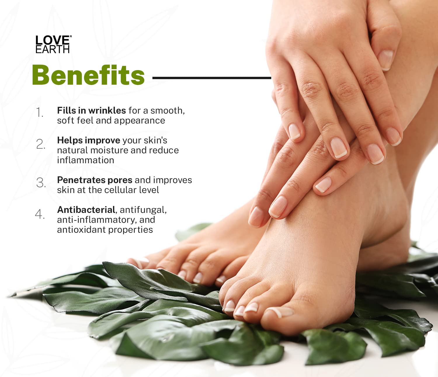 Love Earth Organic Foot Cream with Green Tea & Jojoba Oil - 50gm for Cracked, Dry & Rough Heels | Deep Moisturizing Treatment for Soft Feet | Perfect for Pedicures, Overnight Repair & Winter Foot Care