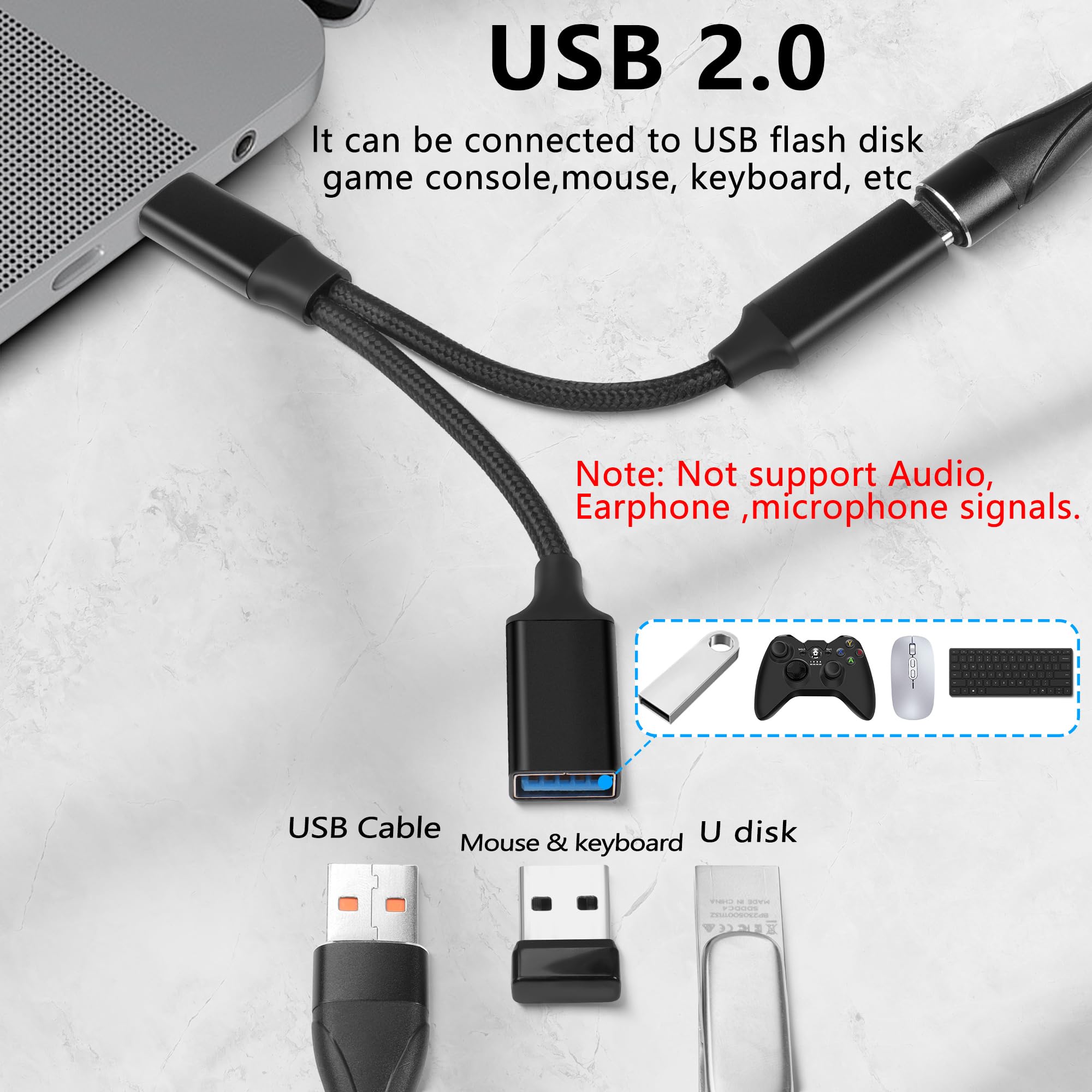 GELRHONR 2-in-1 USB C OTG Charging Adapter - Type C to USB A Female Splitter with 10W Fast Charging - Compatible with Samsung Galaxy, iPhone 15, iPad Pro & More - Perfect for Data Transfer & Charging On The Go (Black)