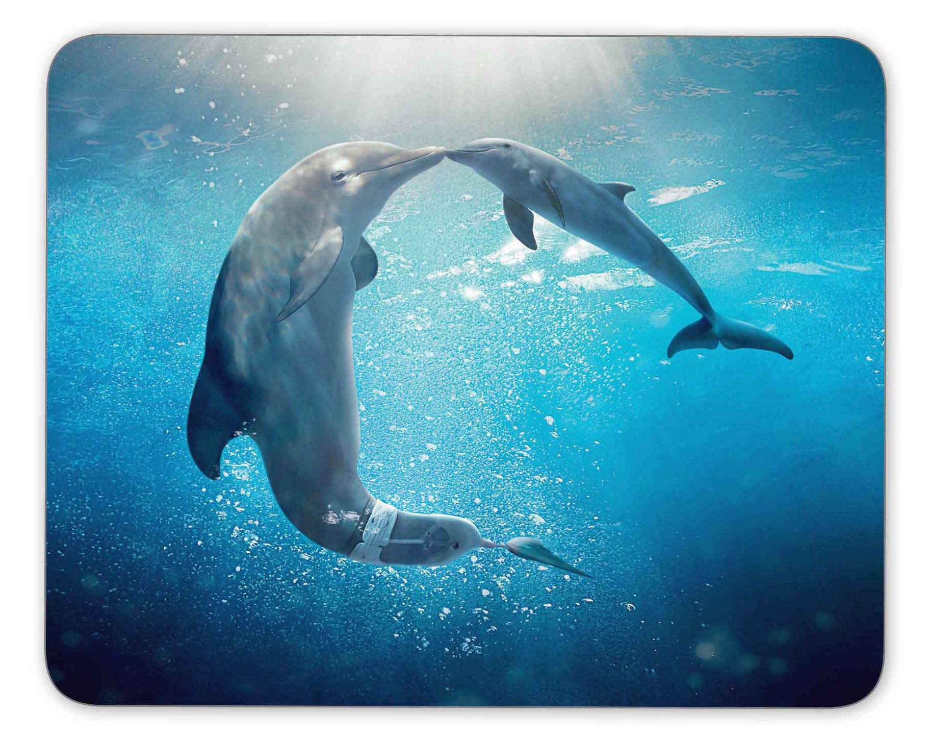 Dolphin Themed Waterproof Mouse Pad - Natural Rubber, Non-Slip, Wrist Support (9.5x7.9 Inch) - Perfect for Office, Gaming & Home Computer Setup