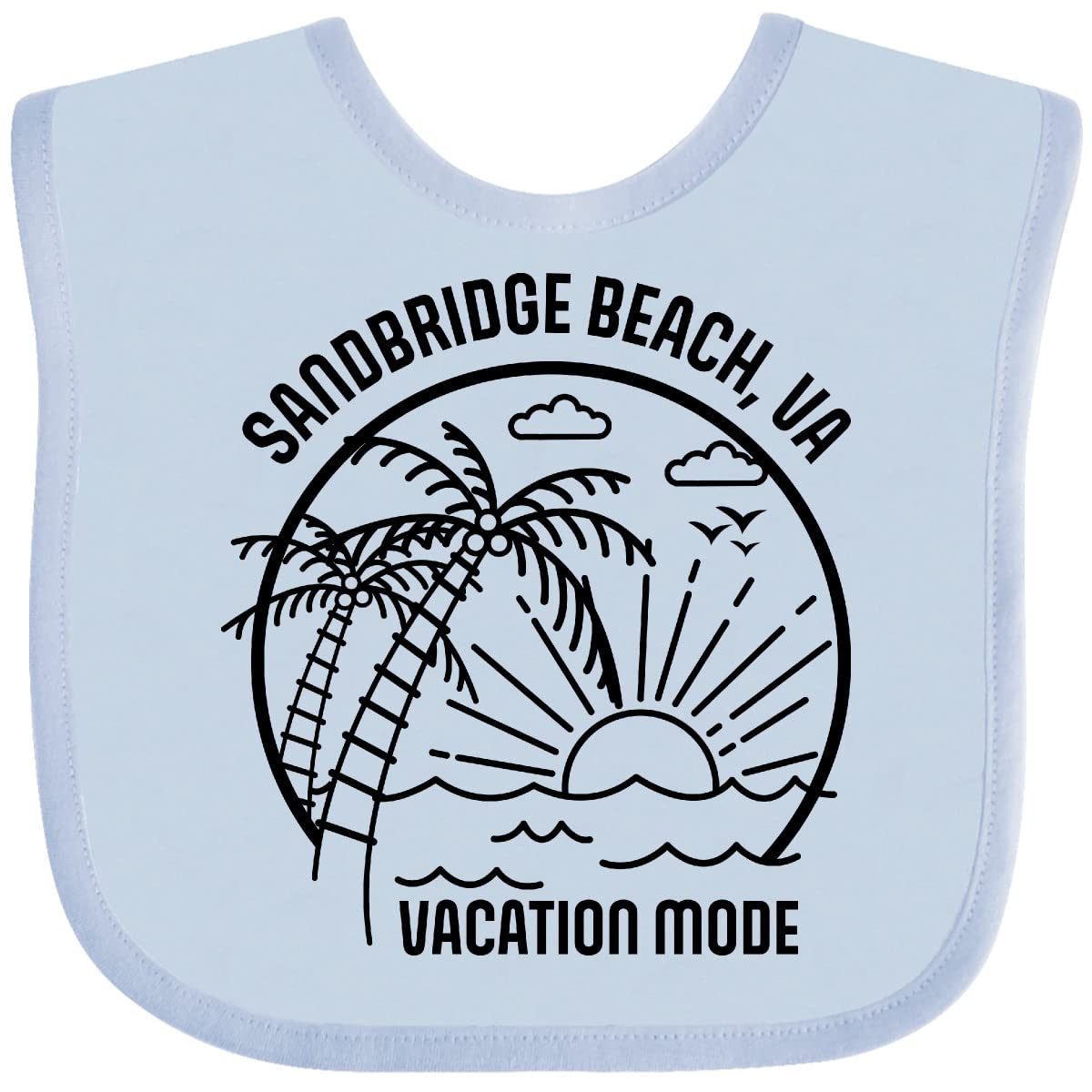 Inktastic Summer Vacation Mode Sandbridge Beach Virginia Baby Bib - Soft Cotton Drool Bib for Infants & Toddlers - Perfect for Beach Trips, Travel, and Everyday Use