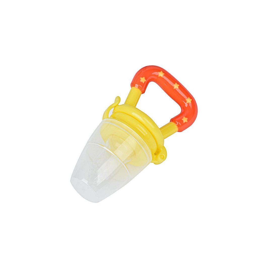Tinny Tots Silicone Baby Food Feeder with Fruit Pouch & Teething Relief - BPA-Free Infant Soother (Yellow) | Perfect for Teething Babies & Introducing Solid Foods Safely