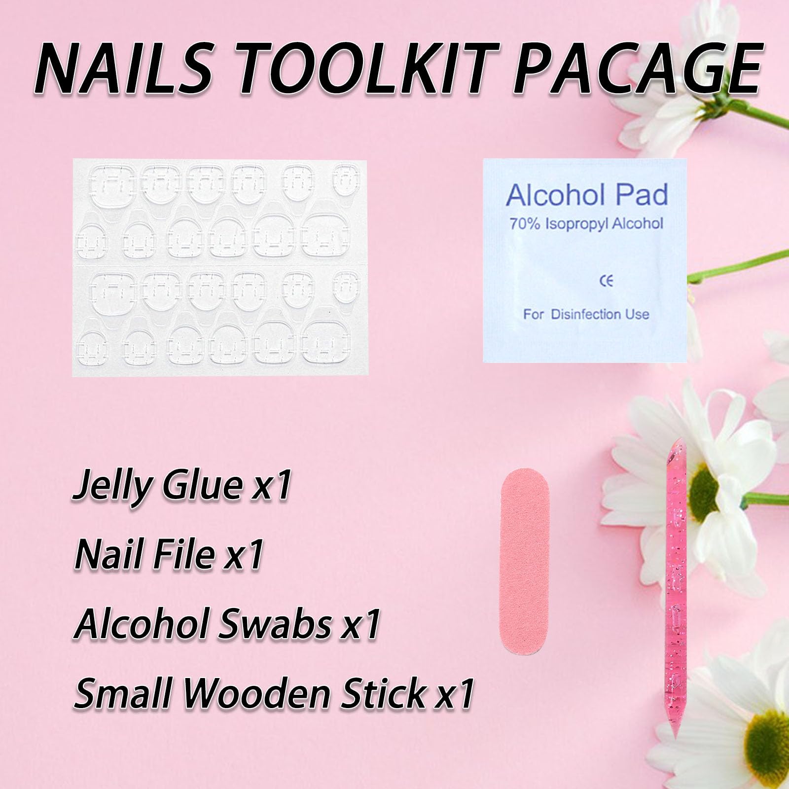 Short Oval Press on Nails - Pink Glitter Acrylic Fake Nails with Glossy Finish | 24Pcs Full Cover Artificial Nails for Girls | Easy Glue on Nails for Parties, Weddings & Daily Wear