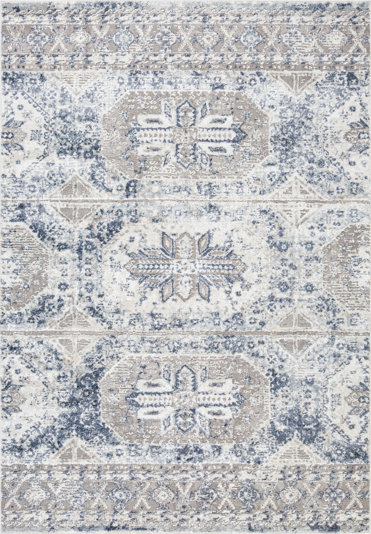 7x9 Grey and Blue Area Rug - Soft Modern Non-Slip Living Room Rug for Bedroom, Home Decor, Dorm, Office (Easy to Clean)