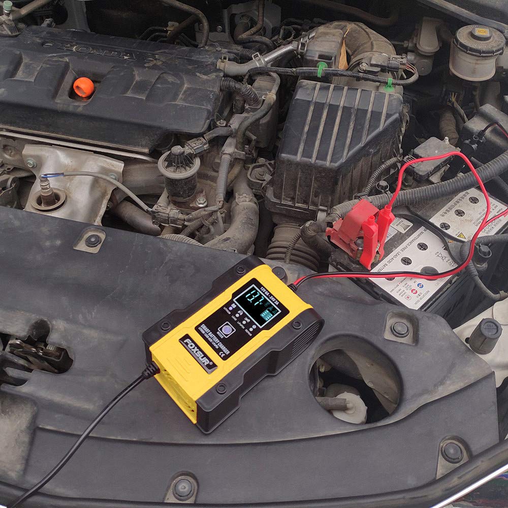 12V/24V 6A Smart Car Battery Charger for Lithium & Lead-Acid - Auto Maintenance