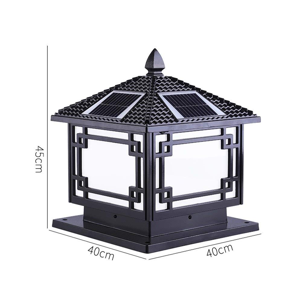 Solar Powered Outdoor LED Post Lantern - Waterproof IP55 Metal Column Lamp with Intelligent Light Sensor | Retro Square Design for Patio, Fence & Landscape Lighting | Perfect for Garden Pathways, Deck Lighting & Backyard Decor