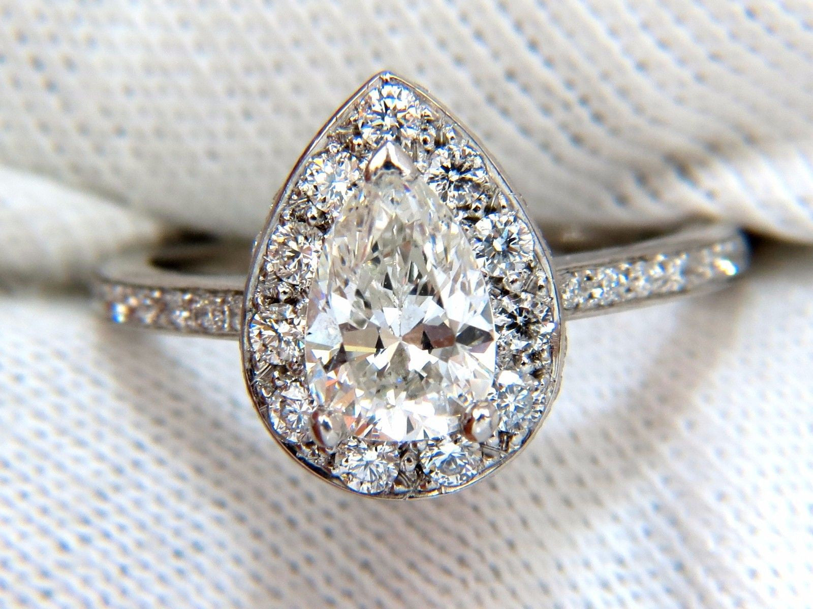 GIA Certified 1.15ct Pear Shape Diamond Engagement Ring with 1.00ct Round Accents in Platinum - Perfect for Wedding, Proposal & Anniversary Gifts