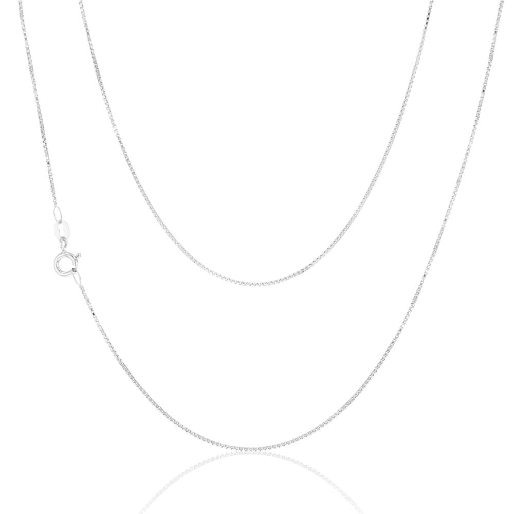 9ct White Solid Gold 15 Gauge Box Chain 41cm - Elegant Jewelry for Men & Women, Perfect for Everyday Wear, Gifts, and Special Occasions