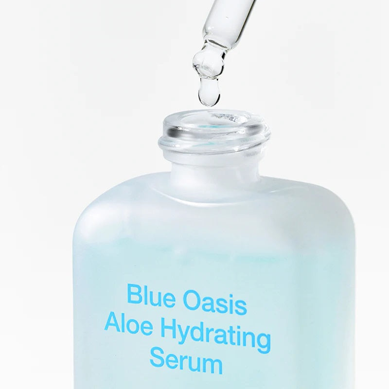By Wishtrend Blue Oasis Aloe Hydrating Serum 30ml - Soothing Facial Moisturizer for Dry & Sensitive Skin - Perfect for Daily Skincare Routine & Post-Sun Care