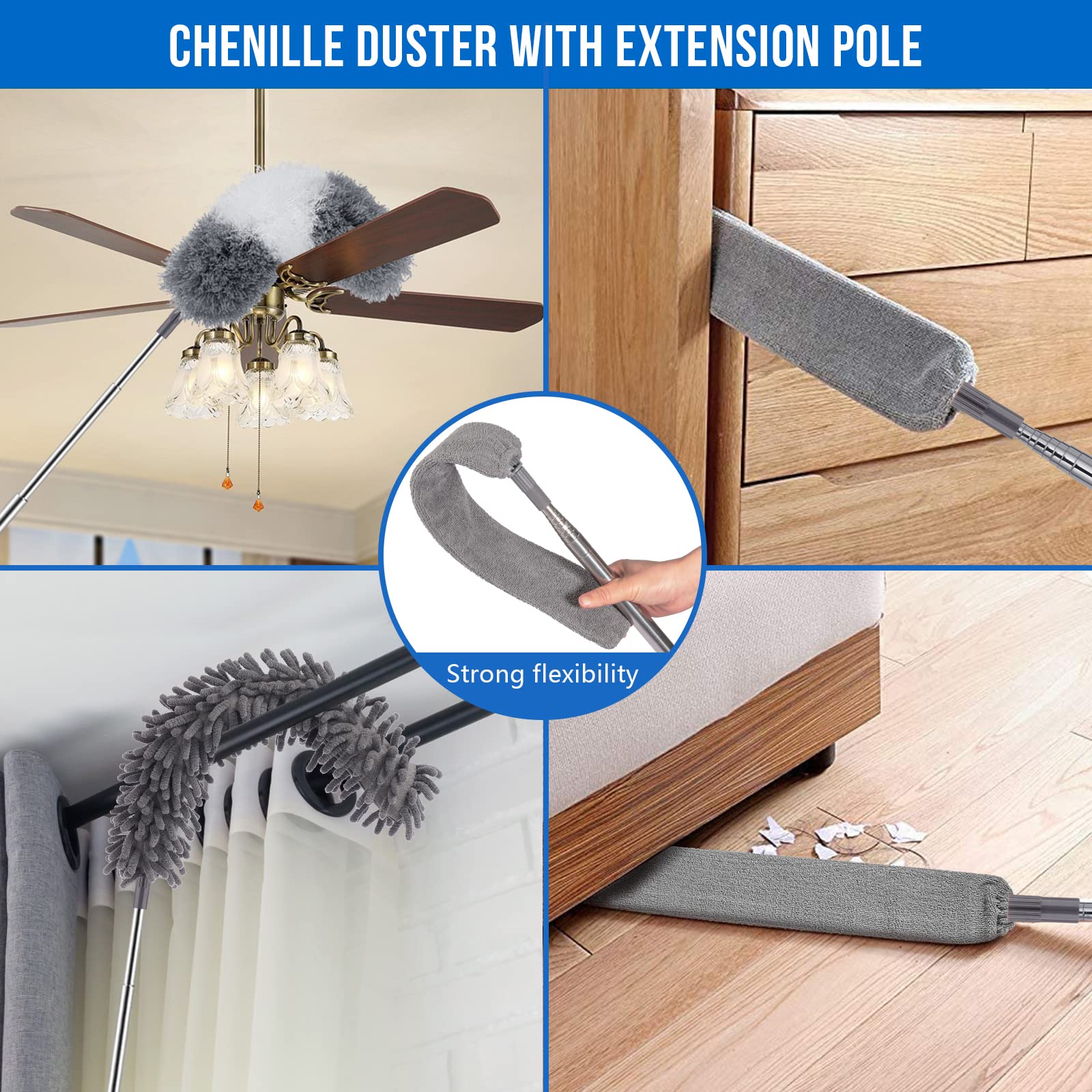 Retractable Microfiber Duster with Extendable Pole (30