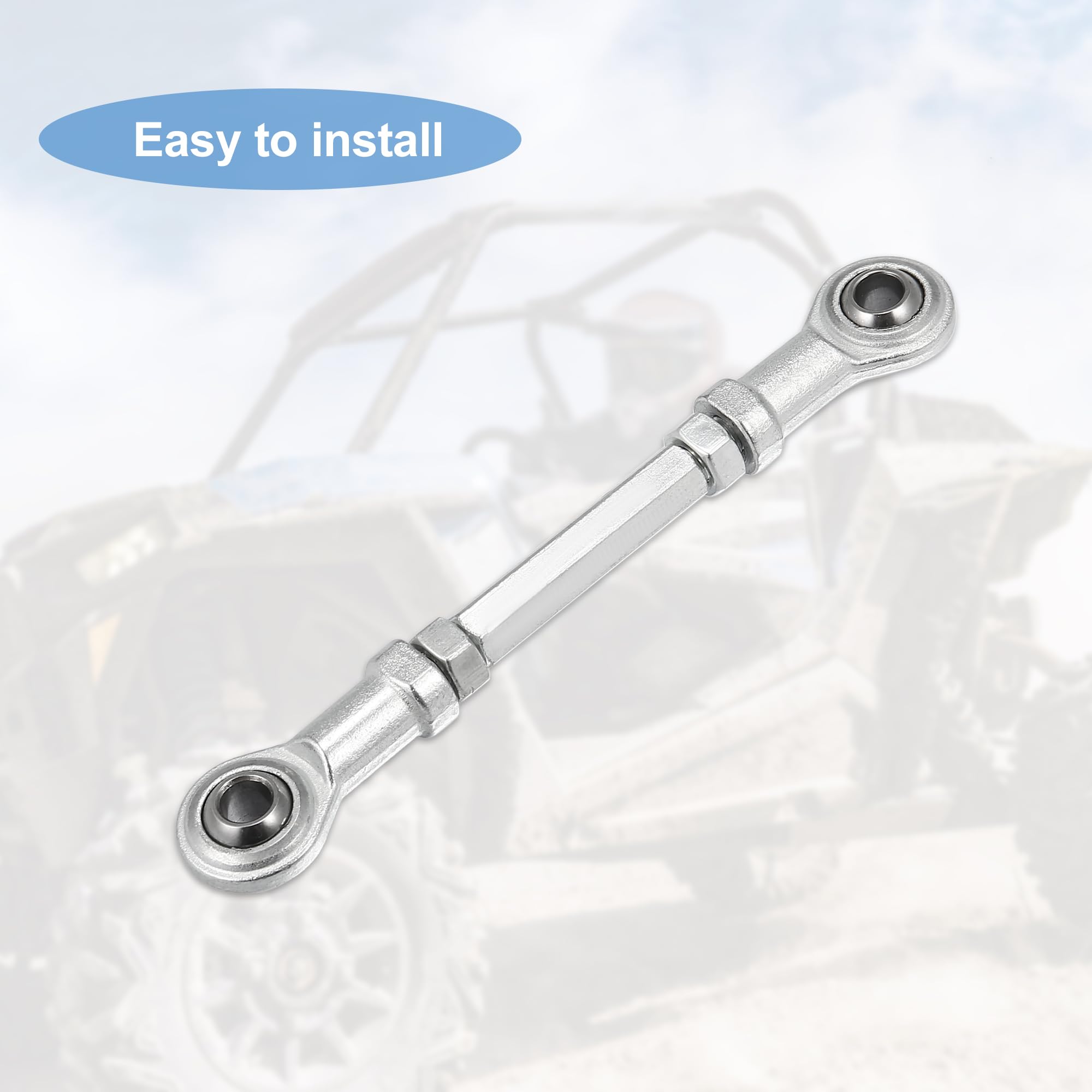 Motoforti 2-Piece 95mm Adjustable Steering Tie Rod Ball Joint with 8mm Hole - Compatible with 49cc Electric ATV & Go Kart - Silver Tone Steering Suspension Upgrade for Enhanced Control & Durability - Perfect for Off-Roading, Racing & DIY Kart Maintenance