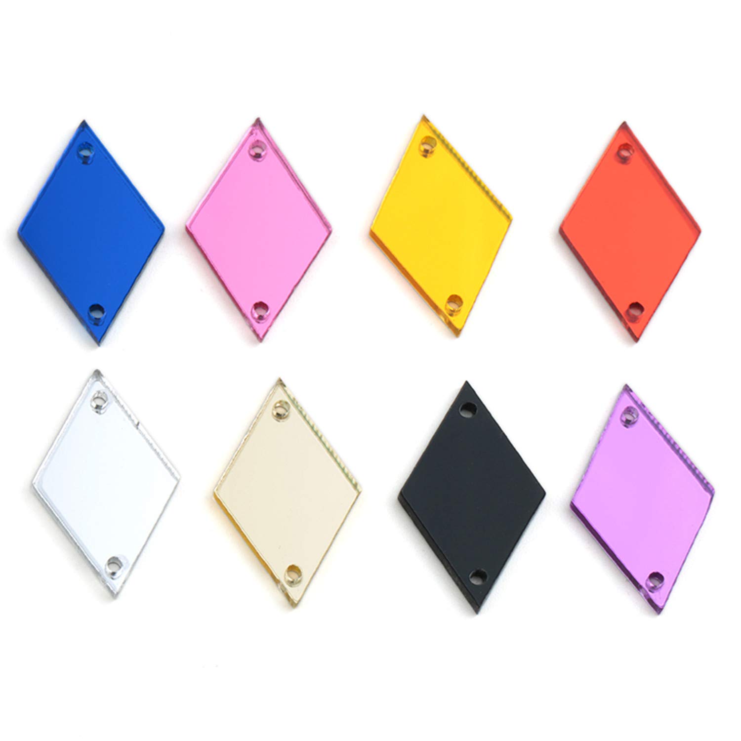 Pink Mirror Acrylic Flat Back Rhinestones for Sewing - 25MM Rhombus DIY Sew-on Stones | Perfect for Costume Design, Wedding Dresses & Craft Projects