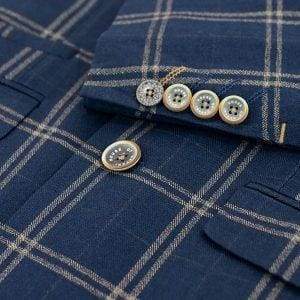Cavani Hardy Navy Slim Fit Checked Blazer for Men - Premium Business & Wedding Suit Jacket - Formal Office Wear & Special Occasions