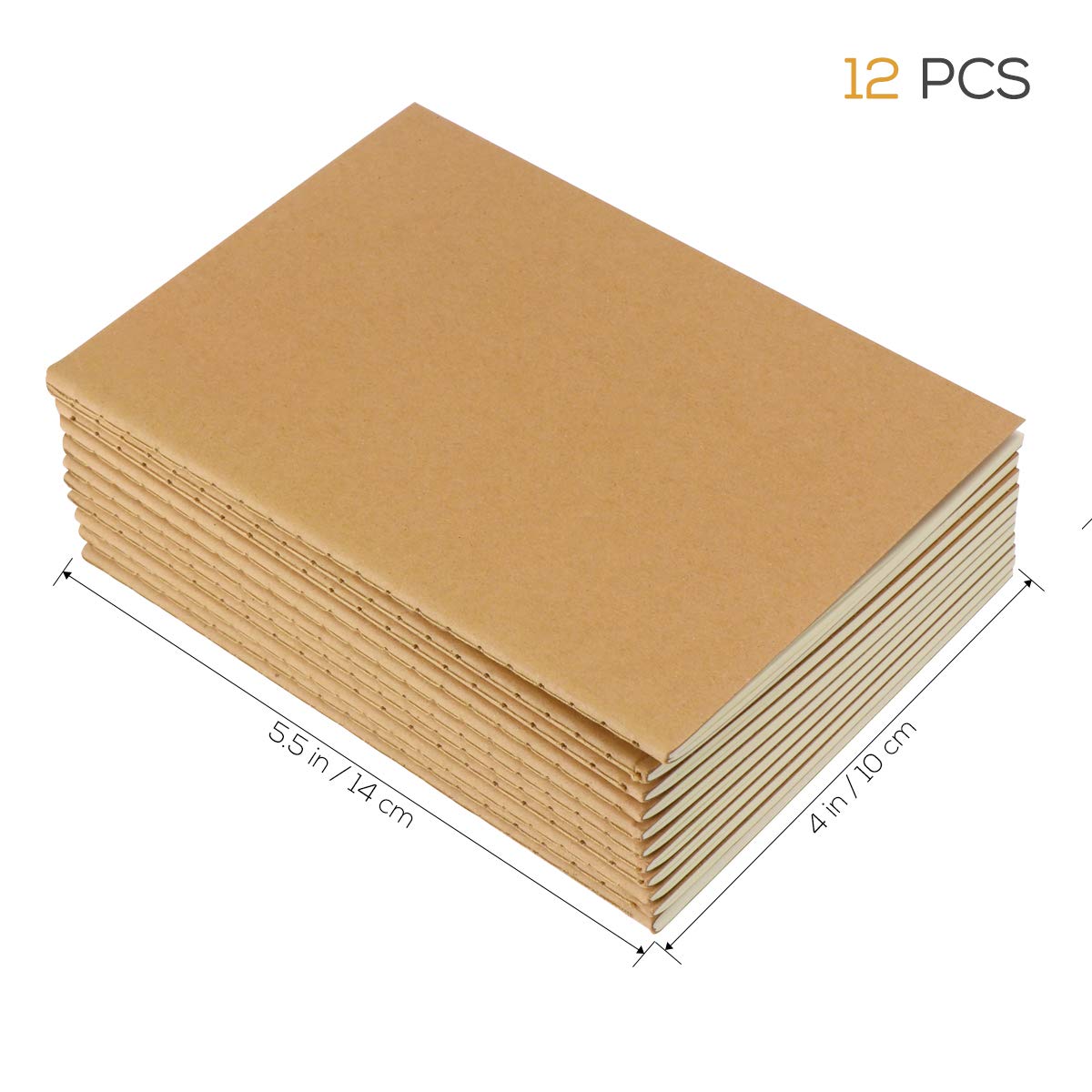 NUOBESTY Kraft Notebooks Bulk - 12 Pack A6 Spiral Bound Journals (5.5x3.9 inch) with Blank Brown Kraft Cover & Pages - Perfect for Travel, Office, School, Sketching & Note Taking