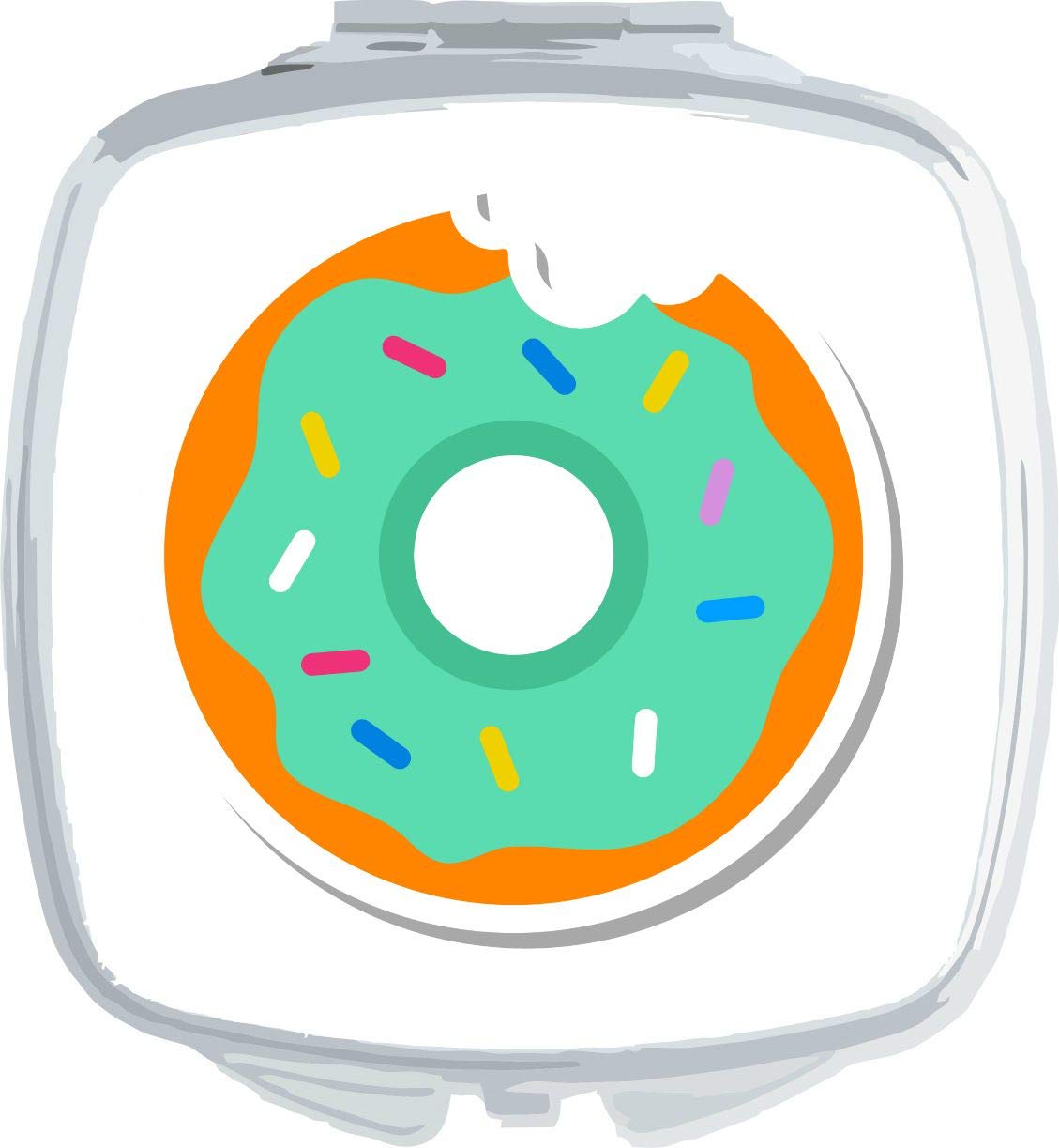 Pop Art Icons Sticker Style 30 Donut Compact Pocket Mirror - Silver Square Shape | Cute Makeup Mirror for Purse, Travel & Gift