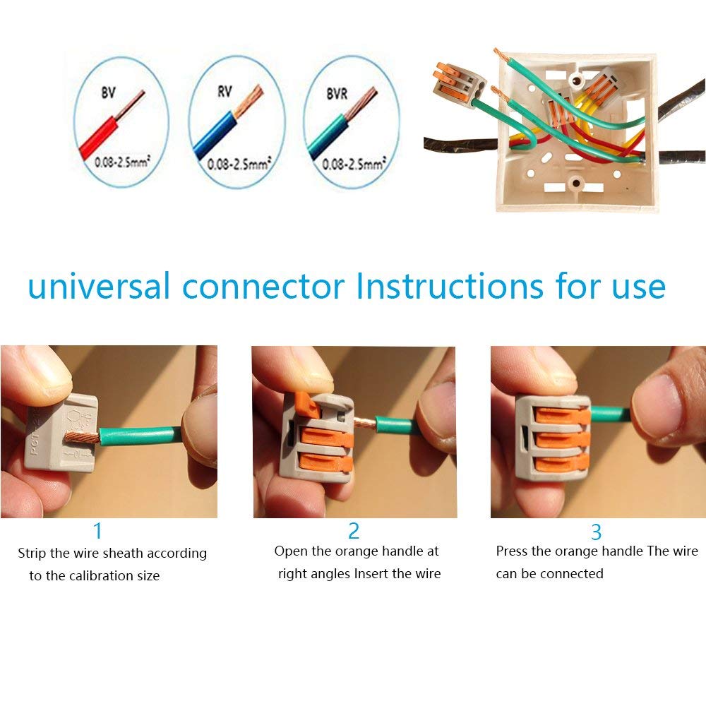 Lever Wire Connectors 50 Pack - 2 Port Compact Electrical Connectors for Secure Wiring - Ideal for DIY Projects, Home Electrical Repairs, and Professional Installations