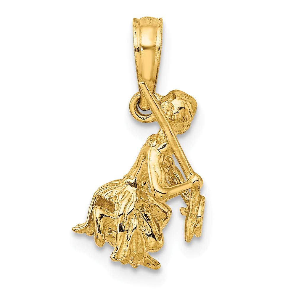 14K Solid Yellow Gold 3D Island Warrior Dance Charm Pendant - 21mm x 9mm - Hawaiian Souvenir Jewelry for Necklace, Gift & Special Occasions