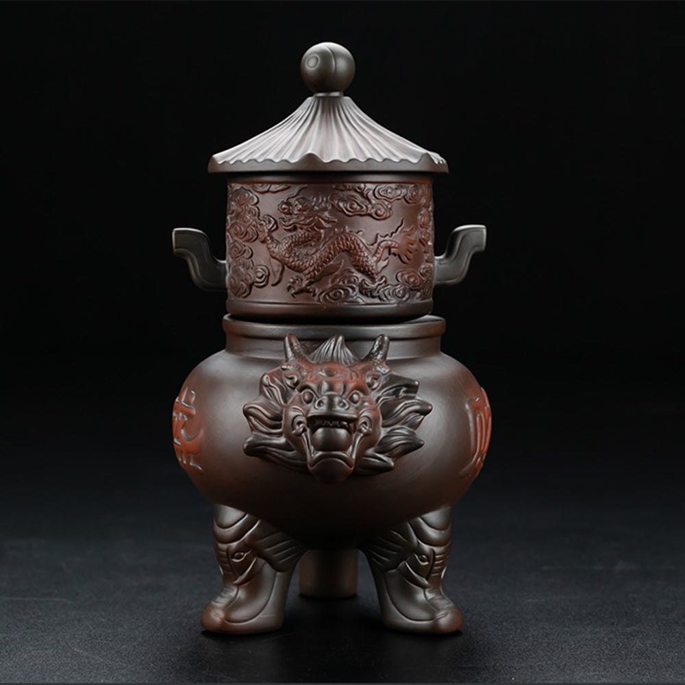 Premium Purple Pottery Dragon Automatic Tea Set - Traditional Chinese Ceramic Tea Maker for Home & Office Use - Perfect for Relaxation, Gifts & Tea Ceremonies