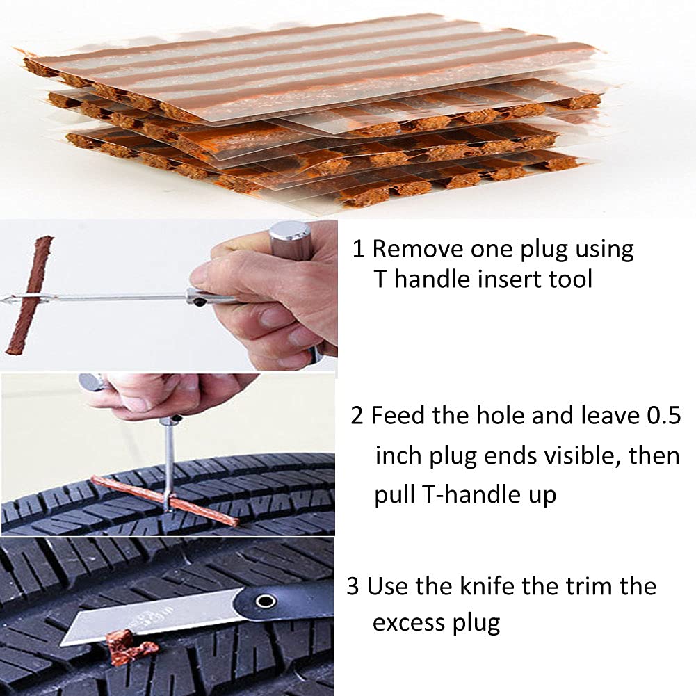 50 Pcs Tire Repair Plugs - Heavy Duty Tire Patch Kit for Car, ATV, UTV, Motorcycle & Wheelbarrow - Fix Flat Tires Fast - Emergency Roadside & Off-Road Vehicle Maintenance Essential