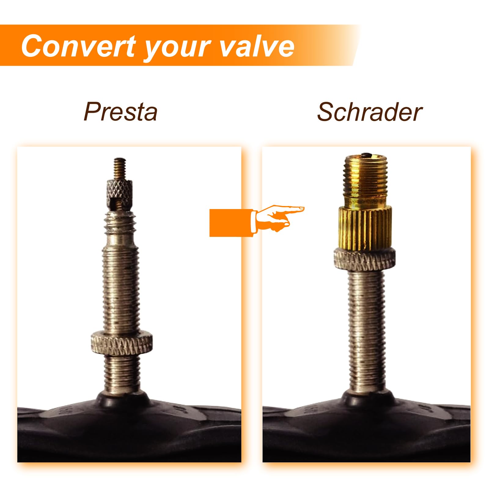 VANSIHO 5-Pack Aluminum Presta to Schrader Valve Adapter - Bike & Car Tire Pump Converter for Air Compressor Tools (Green) | Perfect for Road Bikes, Mountain Bikes & Vehicle Tire Inflation