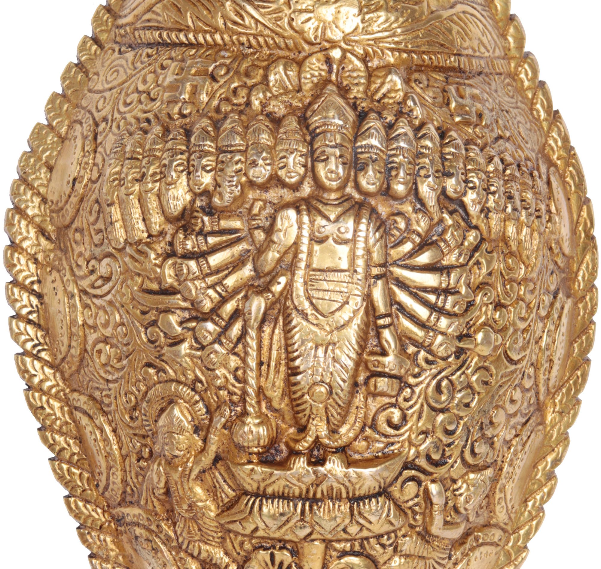 Vishvarupa Vishnu Conch Shell Wall Hanging Decor - Handmade Hindu Spiritual Home Temple Decor for Puja Room, Meditation Space & Yoga Studio