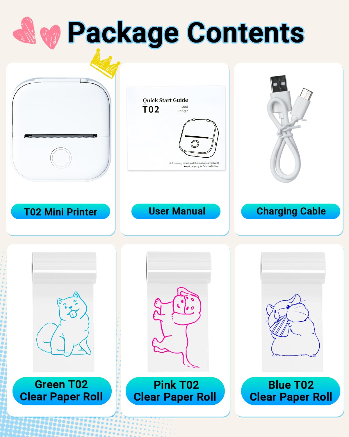 Memoking T02 Sticker Printer - Portable Thermal Inkless Label Maker for Study, Office & Home | Print Custom Stickers, Diagrams, Receipts & Photos | Compact Pocket-Size Design for Phone Labeling & Organization