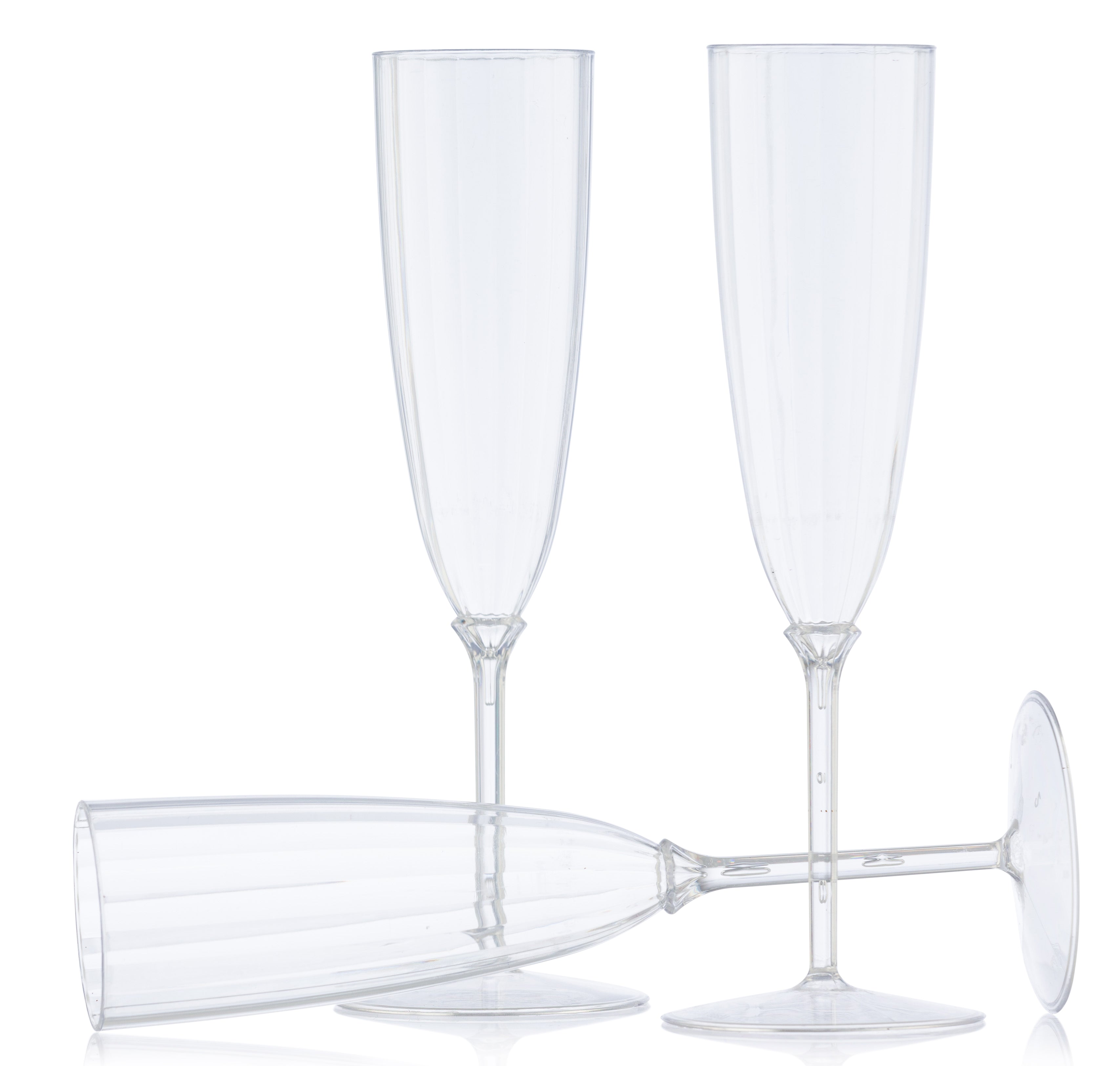 6 Oz Clear Plastic Disposable Champagne Flutes - 8 Pack of Shatterproof Party Cups for Weddings, Events & Celebrations