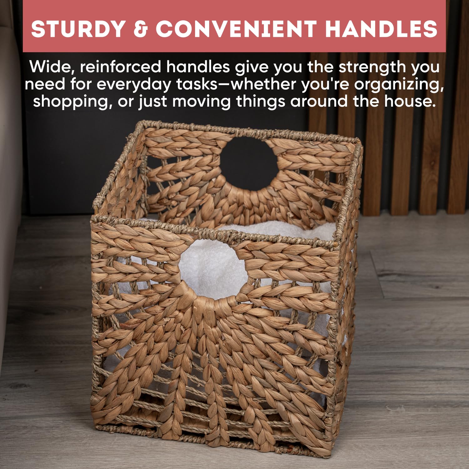 Handwoven Water Hyacinth Storage Basket - 12