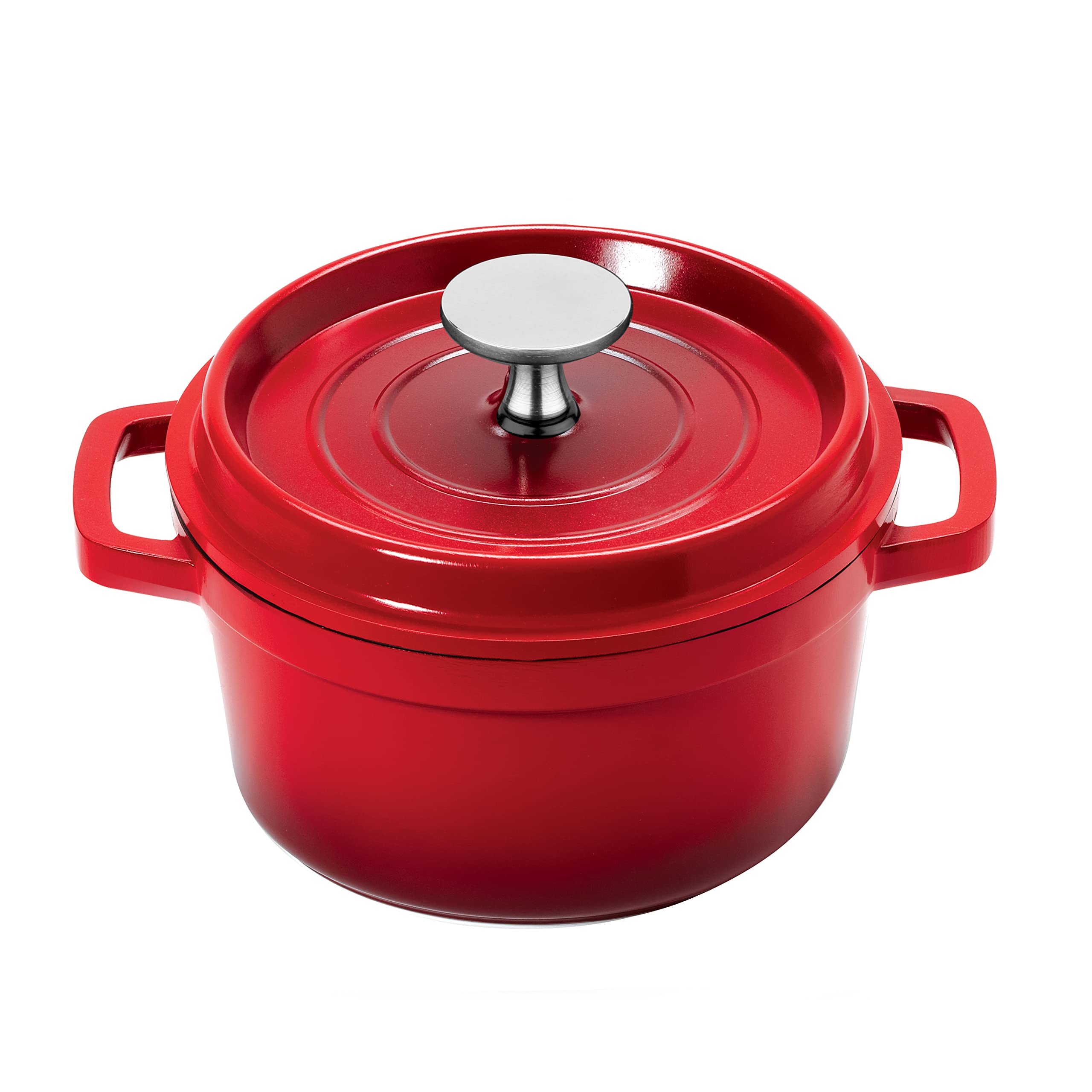 Premium Lightweight Cast Aluminum Dutch Oven - 24oz (700ml) Red Enameled Pot - Perfect for Camping, Soups, Stews & Baking - Oven & Stovetop Safe