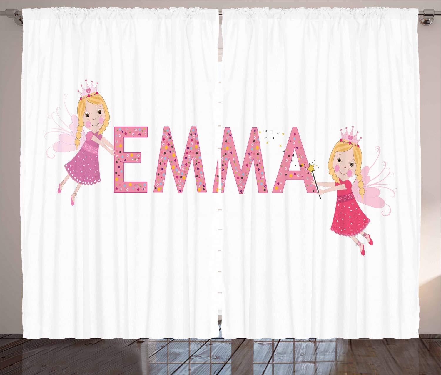 Ambesonne Emma Cartoon Polka Dot Curtains - 2 Panel Set, 108x108 Inches, Multicolor - Perfect for Living Room & Bedroom Window Drapes | Fun & Playful Home Decor for Kids' Rooms & Nursery
