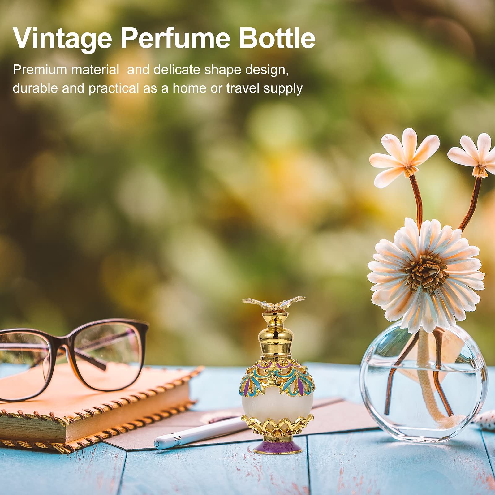 OSALADI 1pc Refillable Glass Perfume Bottle - Vintage Arabic Essential Oil Spray Bottle, Cosmetic Dropper Bottle for Travel | Perfect for DIY Perfumes, Aromatherapy & Makeup