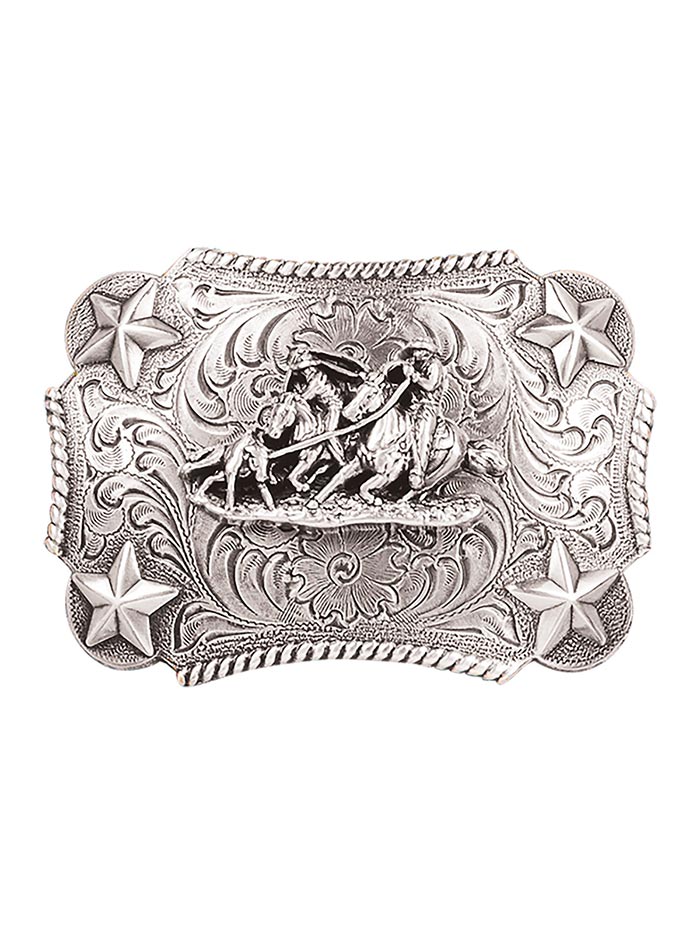 Nocona 3603011 Kids Team Roper Western Buckle Silver - Genuine Leather Belt for Young Cowboys - Perfect for Rodeo, Horse Riding & Western Fashion