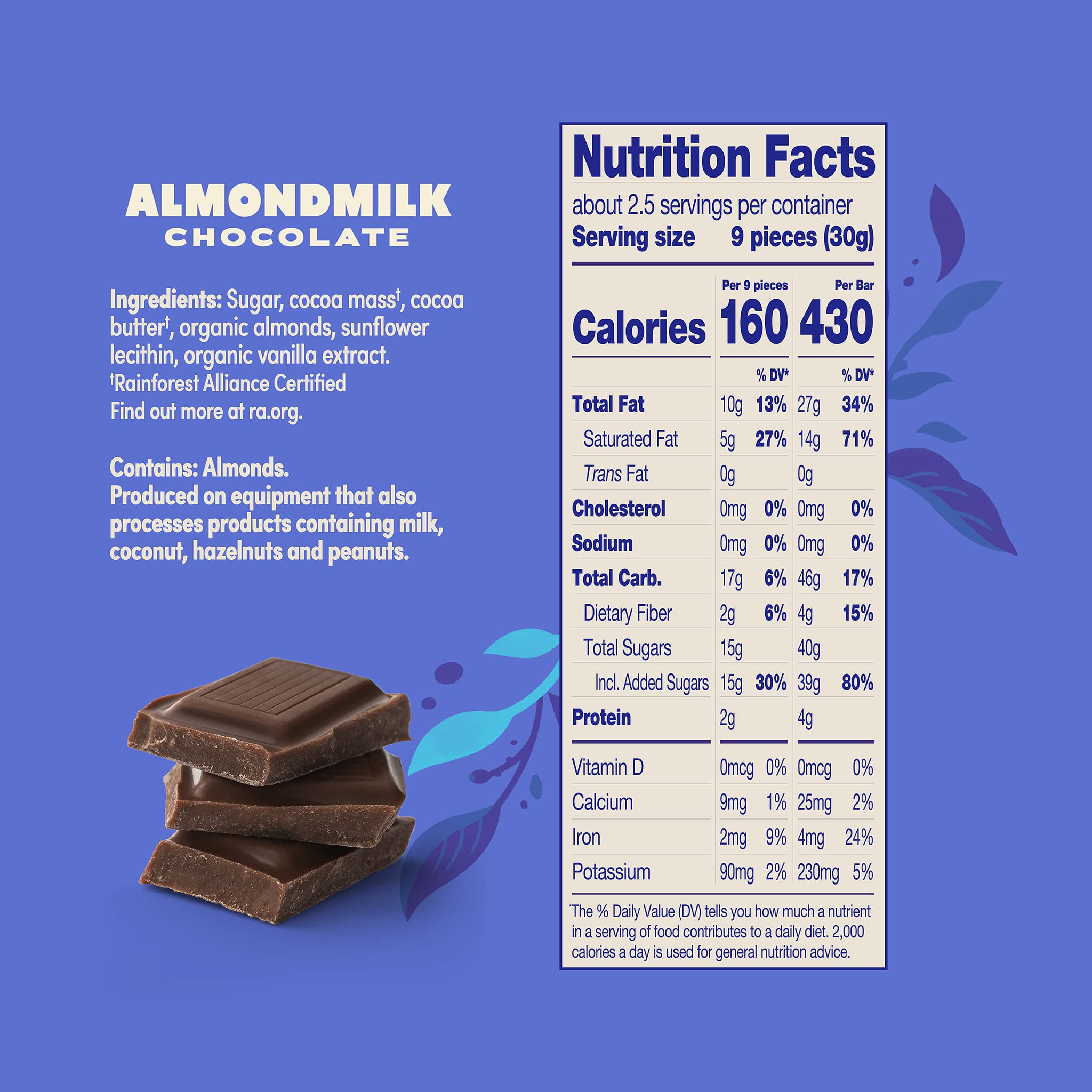 LOVO Almondmilk Chocolate Bar - 100% Plant-Based Vegan Milk Chocolate Alternative, Dairy-Free, Gluten-Free, Creamy Swiss-Made Chocolate with Almondmilk, RFA Certified, 2.82oz (4-Pack) - Perfect for Vegan Desserts, Healthy Snacking & Gift Giving